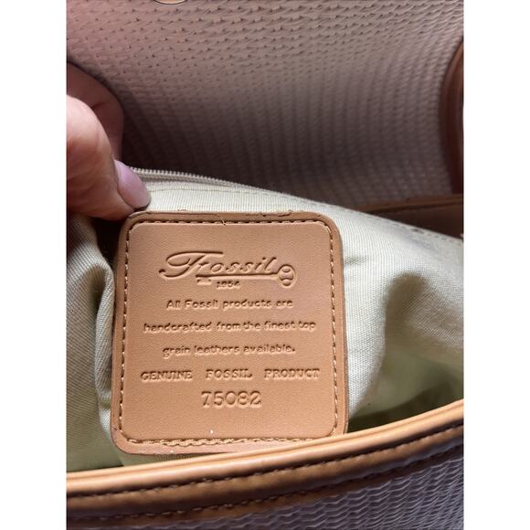 Vintage Fossil 1954 Woven Shoulder Crossbody Bag Purse White - Picture 7 of 8